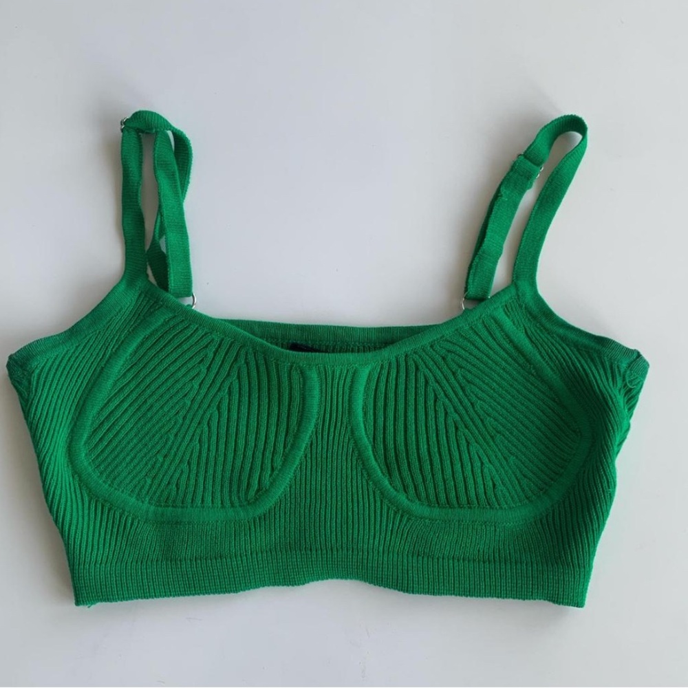 Green Ribbed Knit Bralette